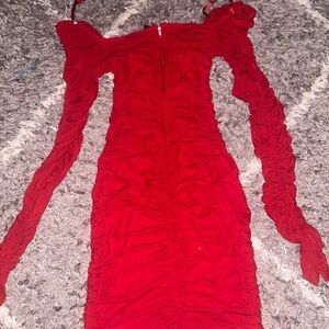 Elegant Red Ruched Dress from Windsor